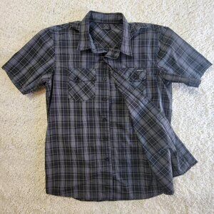 Oakley Short Sleeve Button Up Shirt Mens Medium Gray Plaid Skater